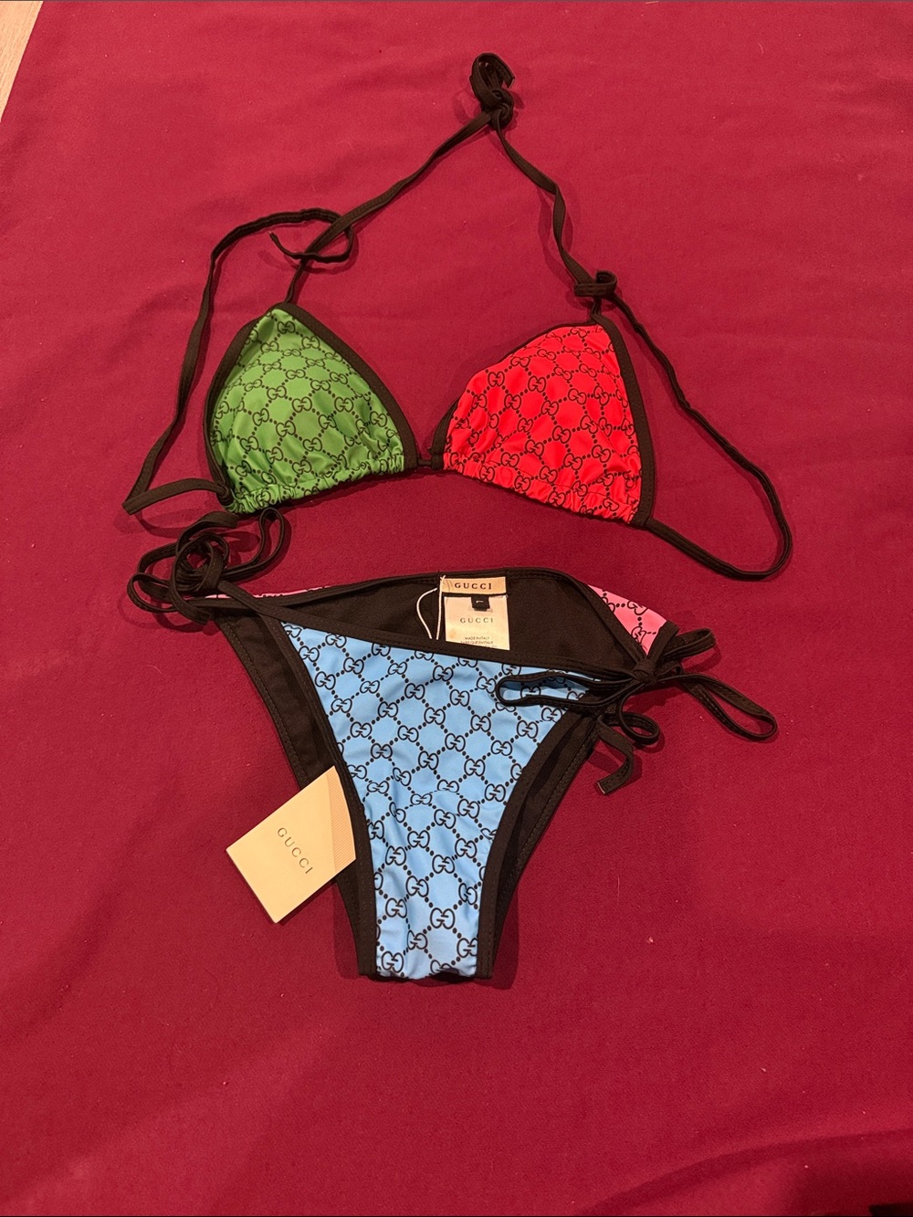 Reposhing - Multicolor GG Triangle Bikini — Red, Green, Blue